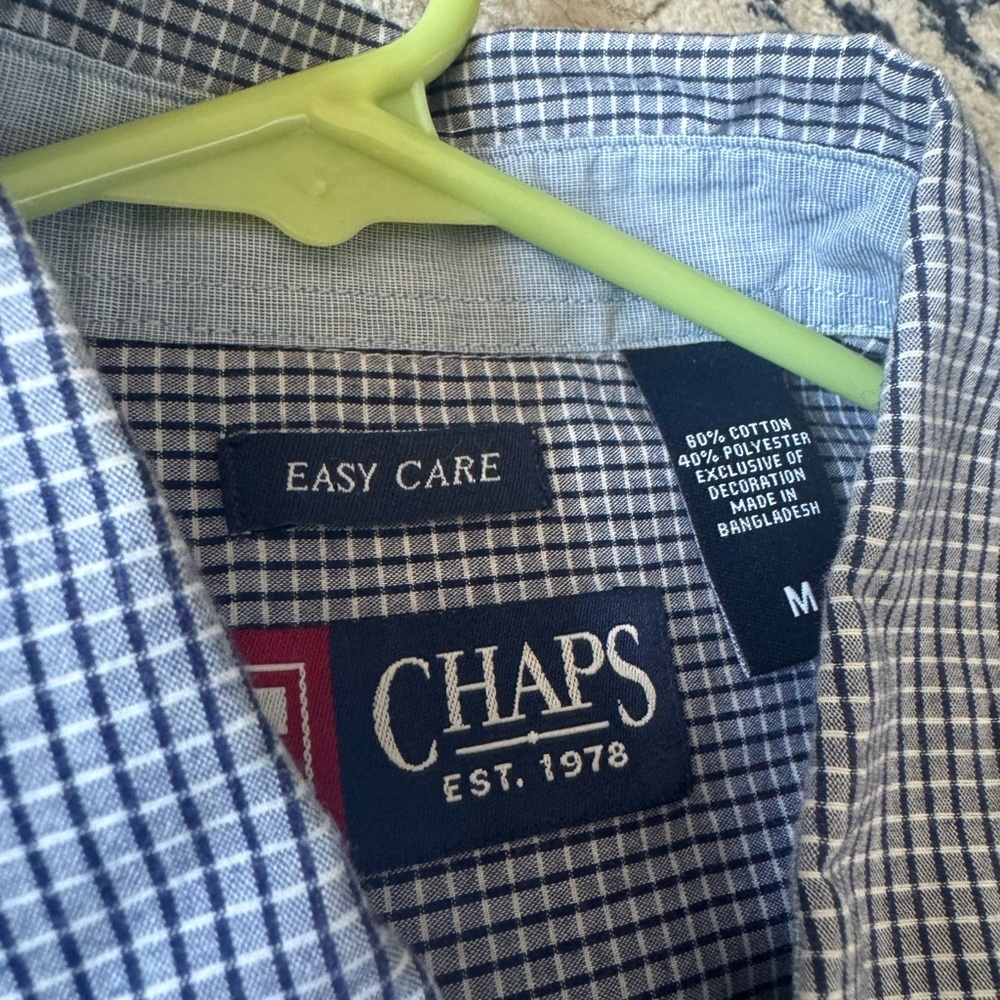 Chaps Navy and White Plaid Shirt